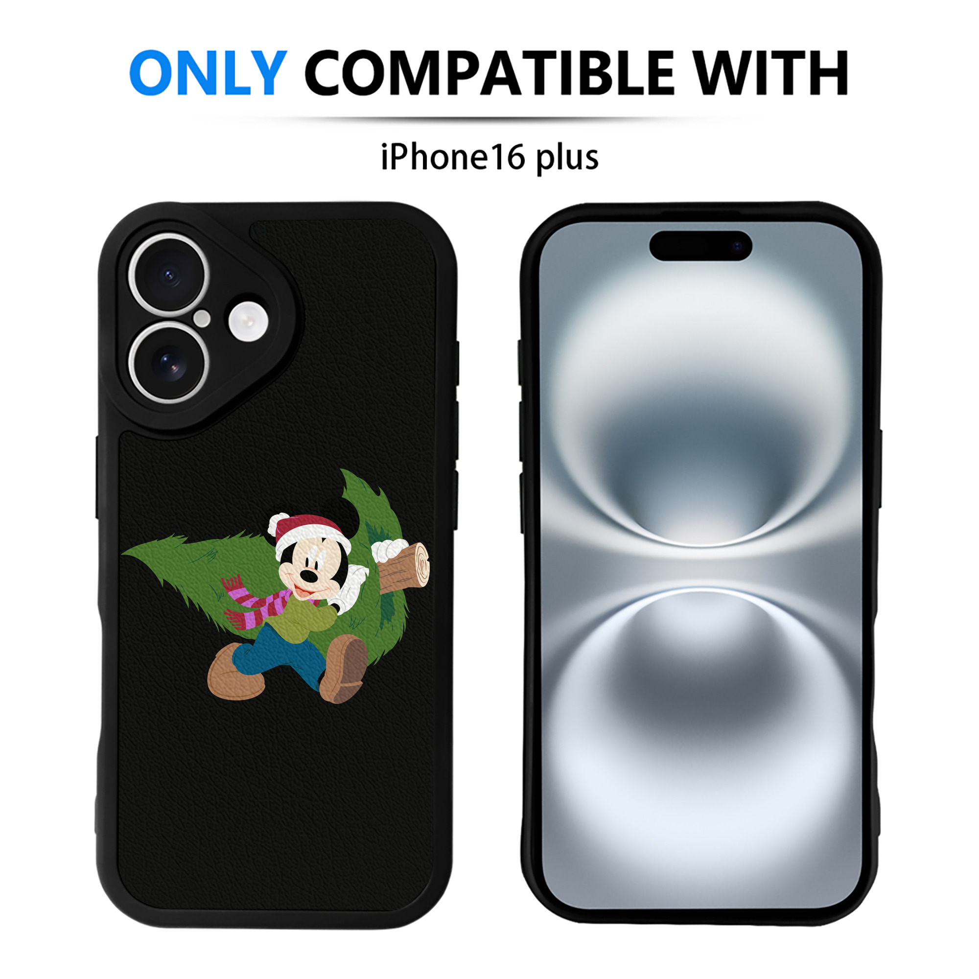 （画像用） ミッキーマウス Mickey Mouse 【iPhone 16シリーズ対応】シリコンスマホケース（レザー調） 材質：シリコン